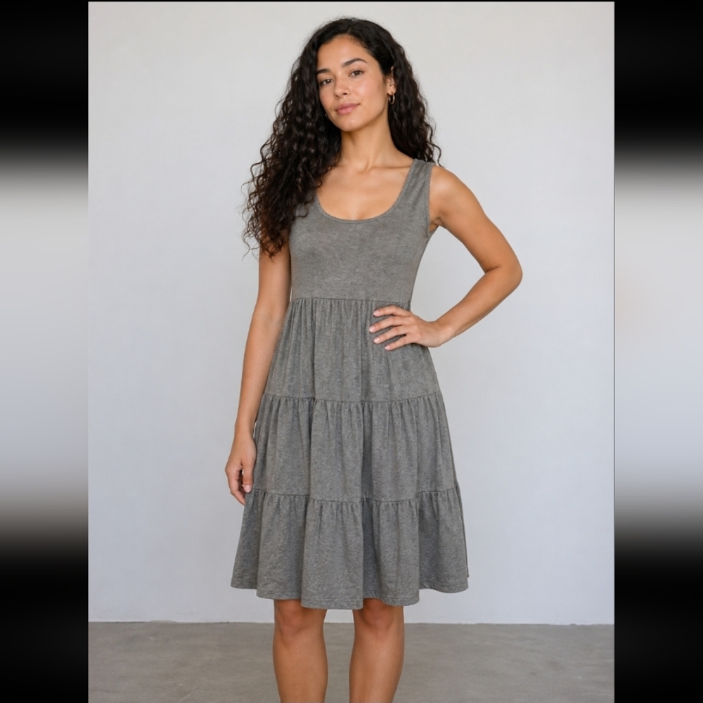 PINK ROSE lightweight heathered grey sleeveless L